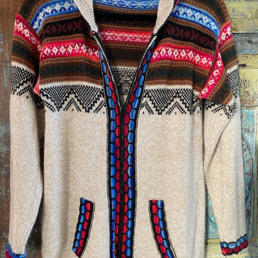 Hooded Acrylic Knit Zipfront Sweater - Picture 2 of 11